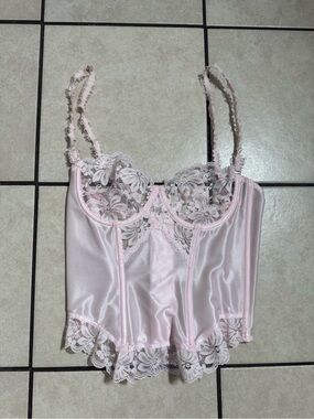 Valmont vintage Pale Pink Satin Lace Bustier Chemise size 36B